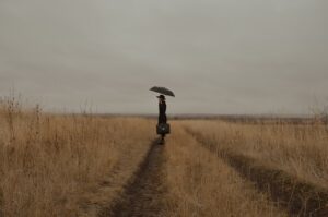 woman, mysterious, field